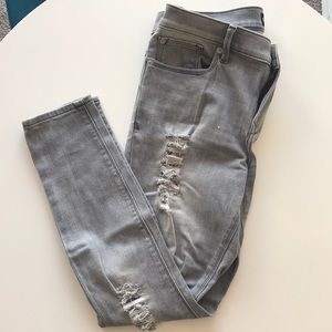 Express Distressed Grey-Wash Midrise Legging Jeans